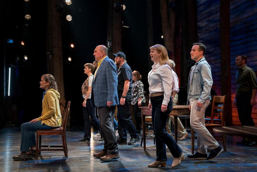 Petrina Bromley, Joel Hatch, Jenn Colella, Caesar Samayoa, Paul Whitty, Emily Walton, Sharon Wheatley and Tony LePage at "Come from far away" which will premiere on September 10, 2021 on Apple TV Plus.