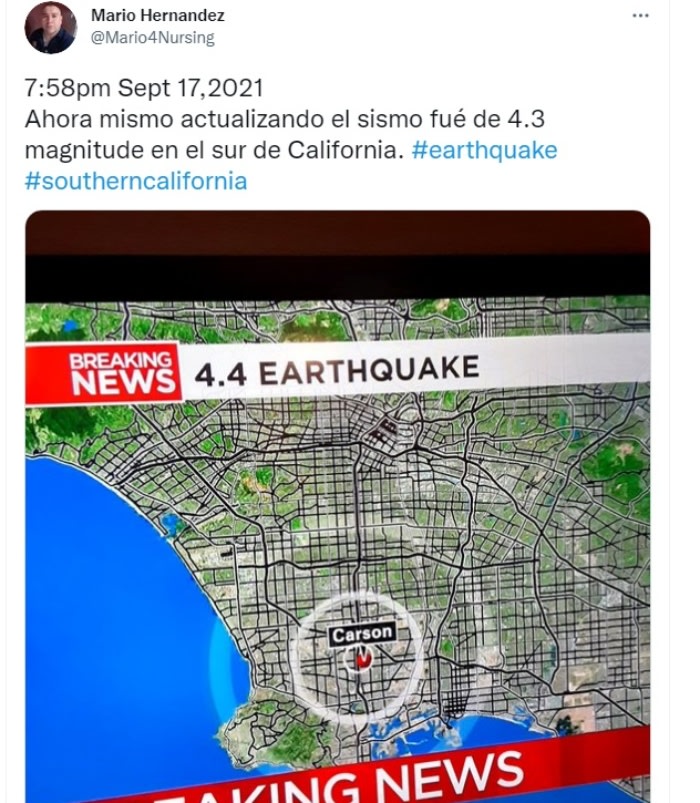 California earthquake epicenter: Depth of 9.2 miles