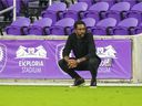 CF Montréal head coach Wilfried Nancy watches during the first half against New York City FC at Exploria Stadium on July 7, 2021. 