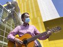 Pascal Comeau outside Montreal Children's Hospital, where music therapy is used to address patients' physical, cognitive, social and emotional problems.