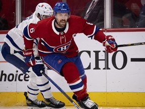 Shea Weber, defender for the Montreal Canadiens, during Game 6 of the playoff series in Montreal on May 29, 2021.