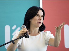 Valerie Plante describes the Projet Montreal party platform in Montreal, on Wednesday, October 6, 2021.