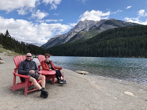 Tom and Sharon Jamieson at Two Jack Lake outside of Banff.