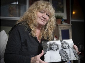 Stunt actress Robyn McNicoll holds up a photo of herself (right) and actress Amy Madigan, whom she doubled for over the years.