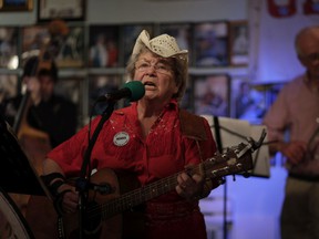 Jeannie Arsenault sings at Hillbilly Night at Wheel Club in Montreal on Monday, October 25, 2021. The Club is celebrating its 55th anniversary, belatedly thanks to COVID.
