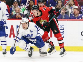 Neither Toronto's Auston Matthews (injury rehab) nor Ottawa's Brady Tkachuk (unsigned free agent) will be in the lineup for Thursday's game at the Canadian Tire Center.