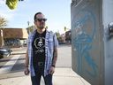 Mike Osborne, Ottawa Street BIA Coordinator, reviews graffiti along Ottawa Street on Thursday, Sept. 30, 2021.