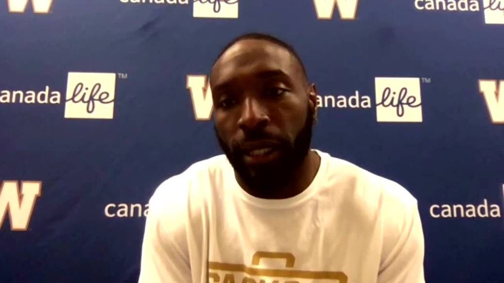 Click to play video: 'RAW: Blue Bombers Willie Jefferson Interview - Oct.15'