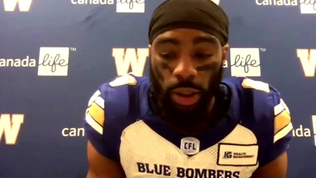 Click to play video: 'RAW: Blue Bombers Rasheed Bailey Interview - Oct. 15'