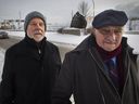 Victor Boyle (left) and Fergus Keyes at Black Rock on Bridge St. in Montreal on January 19, 2019. Projet Montréal announced on Saturday.  On October 23, 2021, he agrees to renovate the site around the Black Rock Monument.