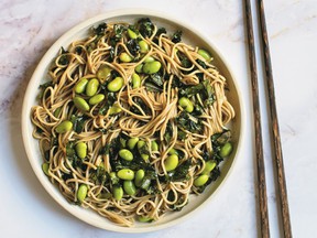 Sesame Soba Noodles with Kale and Edamame from The Vegan Family Cookbook, by Anna Pippus.