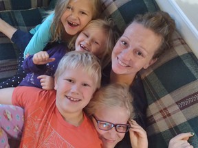 Marie Haak and her four children.  After two tested positive for COVID-19 last week, Haak said he had trouble getting consistent information from Fraser Health.
