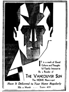 Staff ad in The Vancouver Sun of October 21, 1933, boasting 
