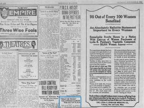 An Edmonton Bulletin article dated November 2, 1922 is the first printed recording of the popular Halloween ultimatum.  Photo Supplied / Newspapers.com