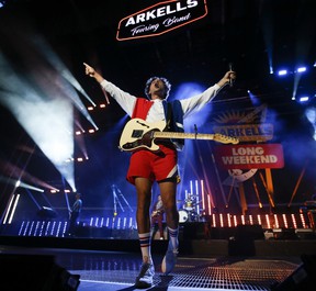 Arkells, with frontman Max Kerman, performed on the Budweiser Stage as live music returned to Toronto with 10,500 attendees in Toronto on Friday, Aug. 13, 2021.