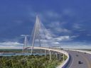 A conceptual drawing of a possible design for the Gordie Howe International Bridge.