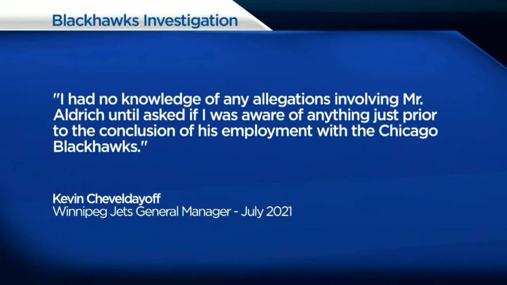 Click to play video: 'Blackhawks GM Resigns After Sexual Assault Investigation On Team;  Jets 'Cheveldayoff named in report'