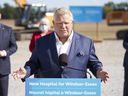 Ontario Prime Minister Doug Ford announces funding for a new hospital in Windsor on Monday, October 18, 2021.