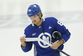 Maple Leafs winger William Nylander did not travel with the team north after receiving his second shot of the COVID-19 vaccine.  JACK BOLAND / TORONTO SUN