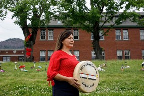 Chief Rosanne Casimir of the Tk'emlúps te Secwépemc First Nation on the site of the former Kamloops Indigenous Residential School.