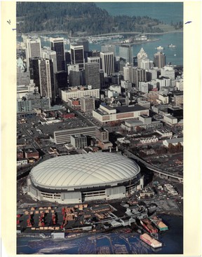 Peter Hulbert's photo of BC Place Stadium that was printed as a postcard in 1983.