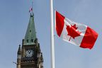 File photo of the Canadian flag flying at half mast on Parliament Hill in Ottawa, Ontario, Canada.