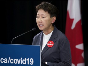 Alberta Health Services Executive Director Dr. Verna Yiu answers questions during an update on the province's response to the fourth wave of the COVID-19 pandemic, during a news conference in Edmonton, Wednesday, September 15. 2021. During the press conference, Prime Minister Jason Kenney announced.  new vaccine requirements and COVID-19 measures.  Photo by David Bloom.