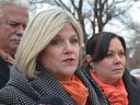 Ontario NDP Leader Andrea Horwath, along with Essex MPP Taras Natyshak, Windsor-Tecumseh MPP Percy Hatfied, and Windsor West MPP Lisa Gretzky outside the Hotel-Dieu Grace Hospital on Friday March 9, 2018, they talked about overcrowding in hospitals.