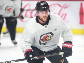 New Ottawa Senator Dylan Gambrell, seen at practice at the Canadian Tire Center on Wednesday morning, is excited about the new opportunity to show what he can bring.