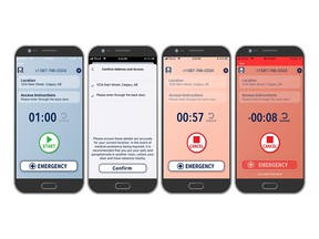 Screenshots of the Digital Overdose Response System (DORS) mobile app.  Supplied images