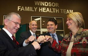 Windsor Regional Hospital Board Chairman Mike Ray, left, is shown in this file photo from November 10, 2008, in a primary health care advertisement involving the Family Health Team from Windsor and Windsor Regional Hospital.  Here Ray was joined by: WFHT Executive Director Mark Ferrari, WRH Executive Director David Musyj and WFHT President Ronna Warsh.