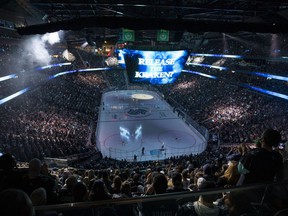 General view of the Climate Pledge Arena prior to a match between the Seattle Kraken and the Vancouver Canucks.