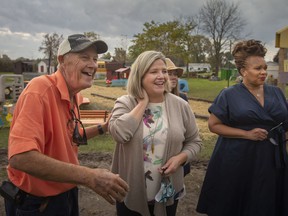 NDP Provincial Leader Andrea Horwath, along with Gemma Gray-Hall, Ontario NDP Candidate for Windsor-Tecumseh, visit Roger Rocheleau, owner of Pepe's Pumpkin Patch, on Thursday, October 21, 2021.