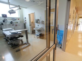 An emergency room bed inside a Canadian hospital.