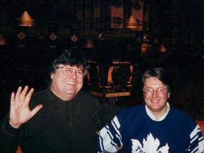 Cam Gardiner and his friend Kevin Shea at the last game at Maple Leaf Gardens in 1999.