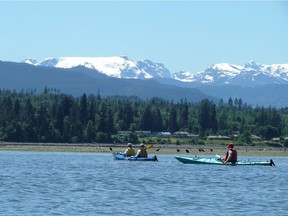 Sea kayaking in front of the Comox glacier in 2007.
