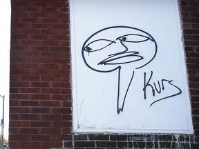 KURS tagged graffiti found in Drouillard Road area.  Photographed on October 19, 2021.