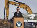 Amherstburg Mayor Aldo DiCarlo appears on November 13, 2020, announcing the commencement of construction on the city's new public high school.