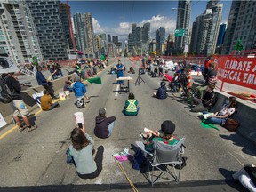 The local Extinction Rebellion chapter occupied the Granville Street Bridge in Vancouver on May 2, 2021.