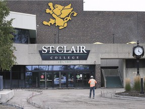 The main entrance on the main campus of St. Clair College is shown on August 16, 2021.
