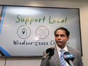 Rakesh Naidu, President and CEO of the Windsor-Essex Regional Chamber of Commerce, announces the launch of the new Support Local campaign on October 13, 2021.