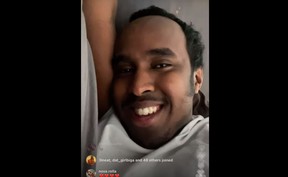 Toronto rapper Hassan Ali during a live Instagram chat with fans on Tuesday, July 27.  Ali is the subject of a court order across Canada, facing first-degree murder charges in connection with a shooting death in January.