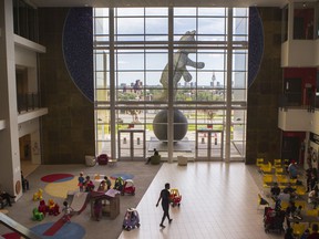 'Je Suis Là' by Michel Saulnier in the PK Subban Atrium of the Montreal Children's Hospital at MUHC Glen.