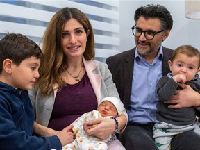Ensemble Montréal's Vana Nazarian handily won her bid for a city council seat in the Saint Laurent district of Côte-de-Liesse on Sunday, despite having given birth just two days earlier.  Nazarian with husband Varante Yapoudjian and 6-year-old Armen, 1-year-old Rouben and 5-day-old Mickael at home on Tuesday, Nov. 9, 2021.