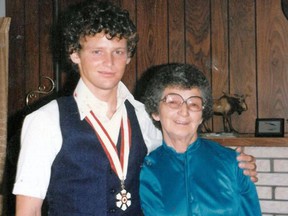 The late Terry Fox is shown with his maternal grandmother, Mary Ann Gladue, who was Métis, on the day Fox received the Order of Canada in September 1980.
