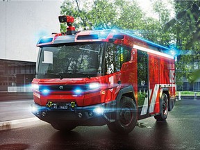 A Rosenbauer RT hybrid electric pickup is expected to respond to emergencies on the streets of Vancouver in mid-2023.