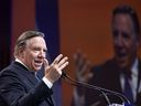 Prime Minister François Legault addresses the Grand Economic Circle of Indigenous Peoples and Quebec in Montreal on Friday, November 26, 2021. 