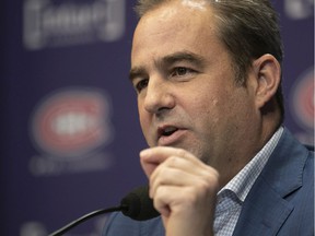 Geoff Molson, owner and president of the Montreal Canadiens, during a press conference explaining the firing of general manager Marc Bergevin, assistant general manager Trevor Timmins and senior vice president (public affairs and communications) Paul Wilson in Brossard on November 29 of 2021.