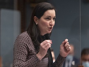 Marie Montpetit during the question period on February 16, 2021 at the legislature in Quebec City.