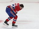 The Canadiens' Jonathan Drouin appears on the day-to-day list after being hit in the head by a shot from Brett Kulak during the first period on Tuesday.